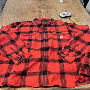 Carhartt Men's Red and Black Plaid Shirt